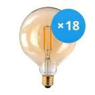 Multipack 18x Noxion Lucent LED E27 Globe Filament Amber 125mm 7.2W 630lm - 822 Extra Warm White | Replaces 60W